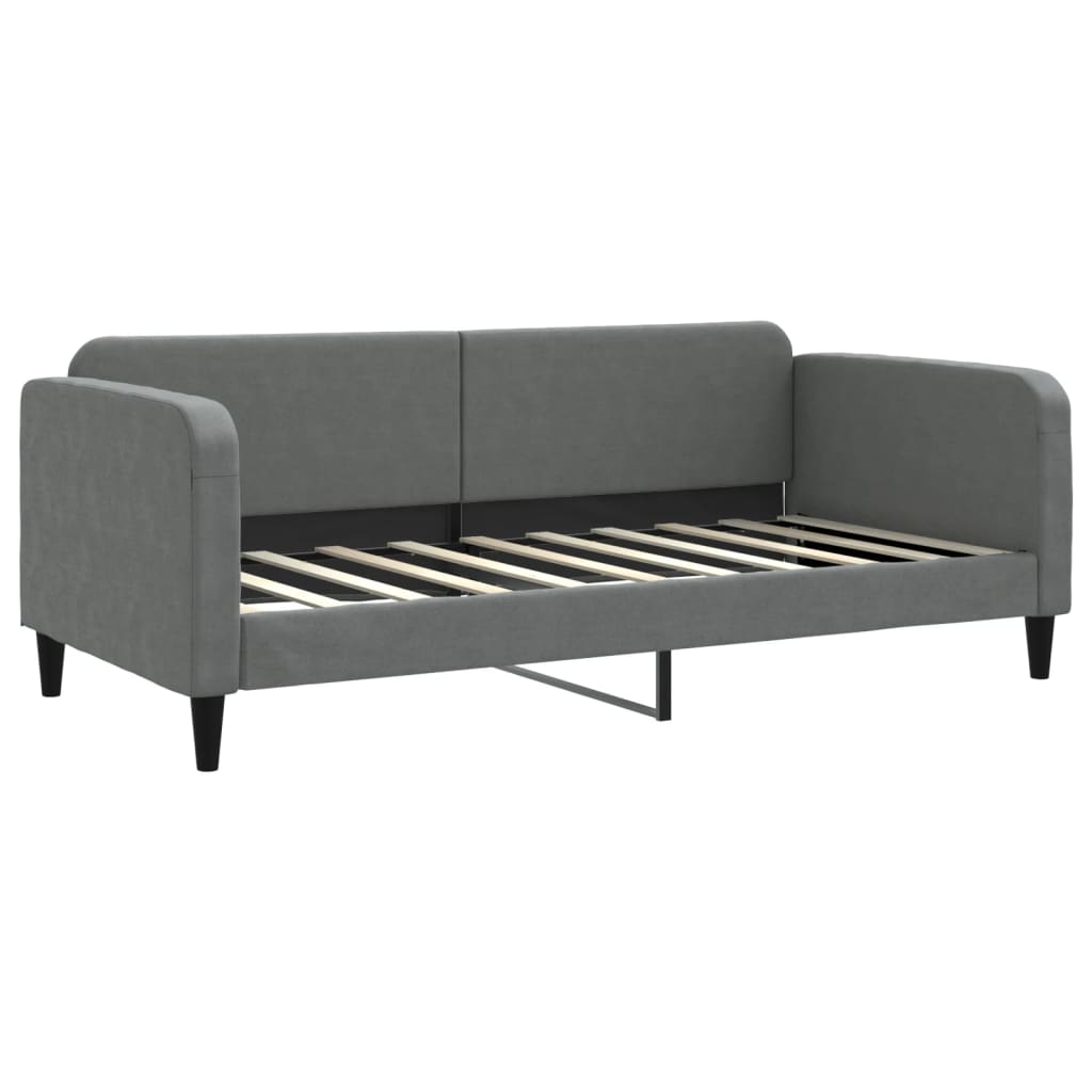 vidaXL Daybed with Trundle and Mattresses Dark Grey 90x190 cm Fabric 4