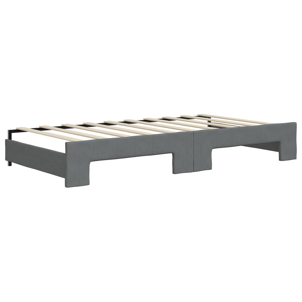 vidaXL Daybed with Trundle and Mattresses Dark Grey 90x190 cm Fabric 5