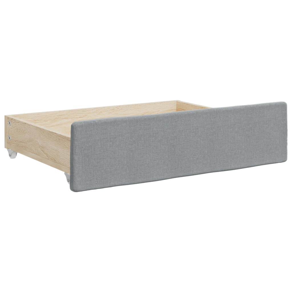 vidaXL Daybed with Trundle and Drawers Light Grey 90x190 cm Fabric 6