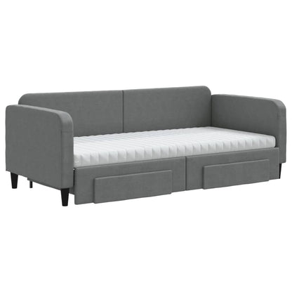 vidaXL Daybed with Trundle and Drawers Dark Grey 90x190 cm Fabric 3