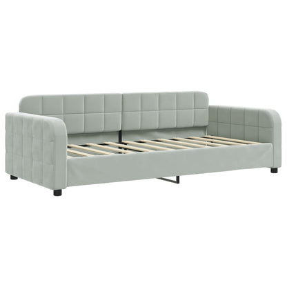 vidaXL Daybed with Trundle and Mattresses Light Grey 90x190 cm Velvet 4