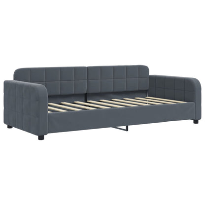 vidaXL Daybed with Trundle and Mattresses Dark Grey 90x190 cm Velvet 4