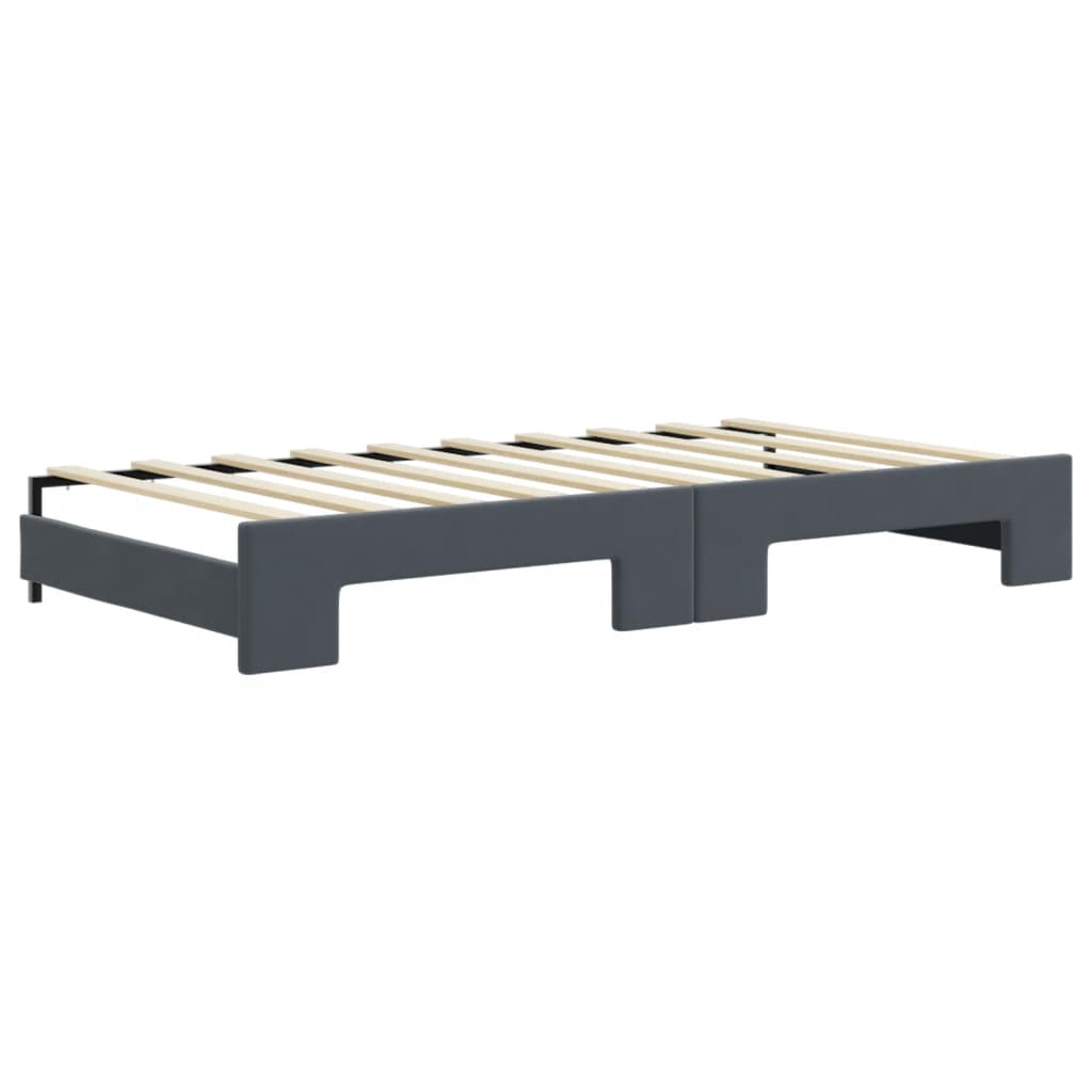vidaXL Daybed with Trundle and Mattresses Dark Grey 90x190 cm Velvet 5