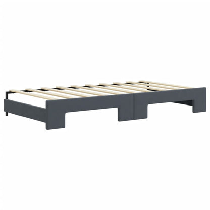 vidaXL Daybed with Trundle and Mattresses Dark Grey 90x190 cm Velvet 5