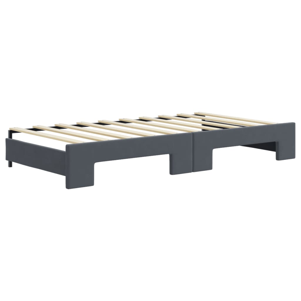 vidaXL Daybed with Trundle and Mattresses Dark Grey 90x190 cm Velvet 5