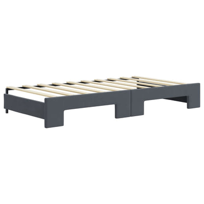 vidaXL Daybed with Trundle and Mattresses Dark Grey 90x190 cm Velvet 5
