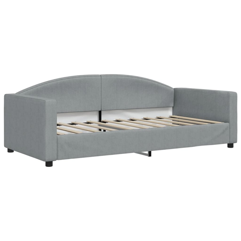vidaXL Daybed with Trundle and Mattresses Light Grey 90x190 cm Fabric 4