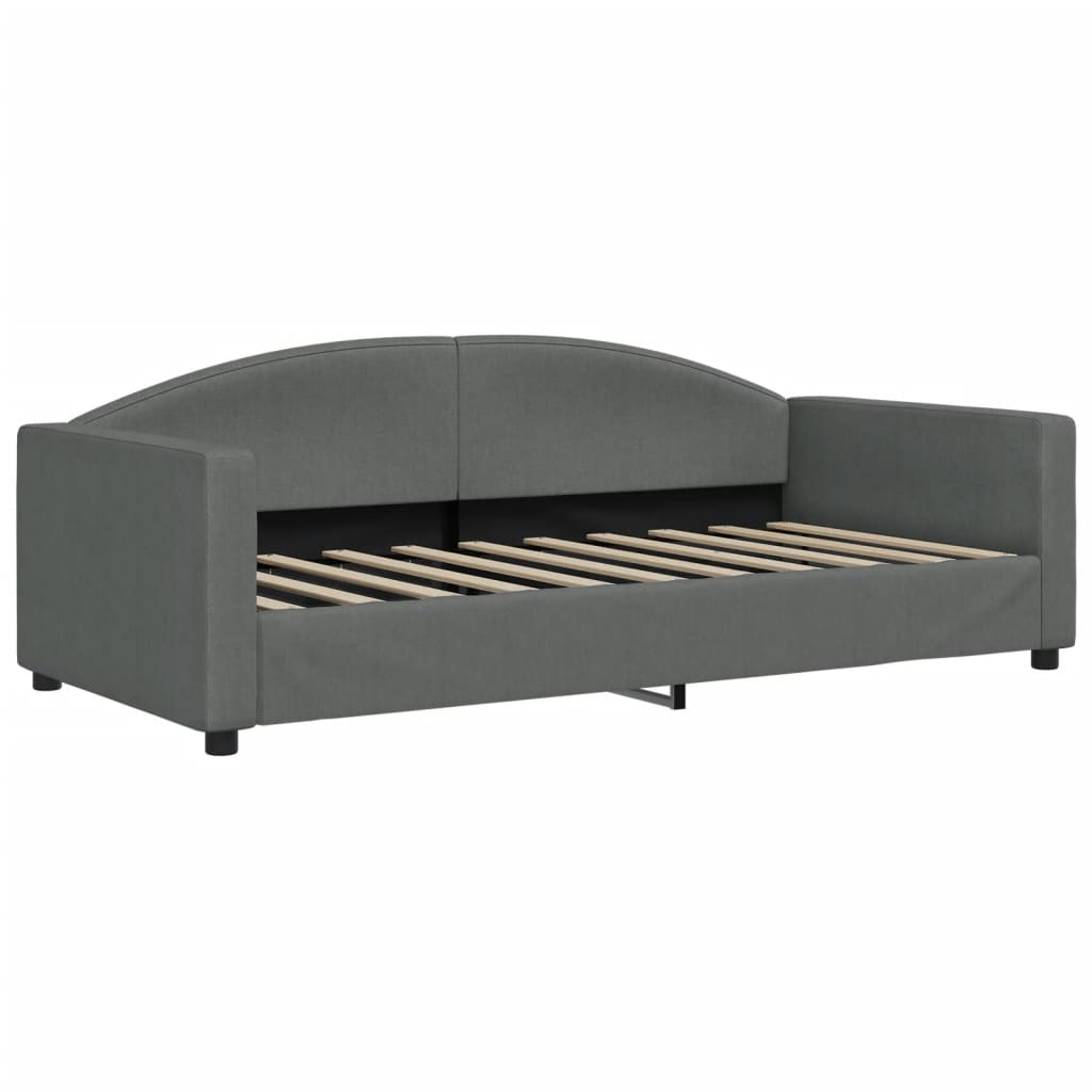 vidaXL Daybed with Trundle and Mattresses Dark Grey 90x190 cm Fabric 4