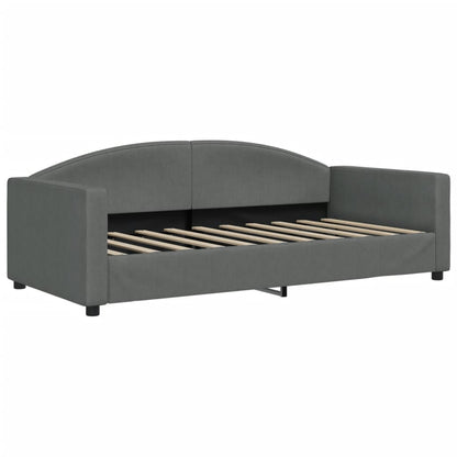 vidaXL Daybed with Trundle and Mattresses Dark Grey 90x190 cm Fabric 4