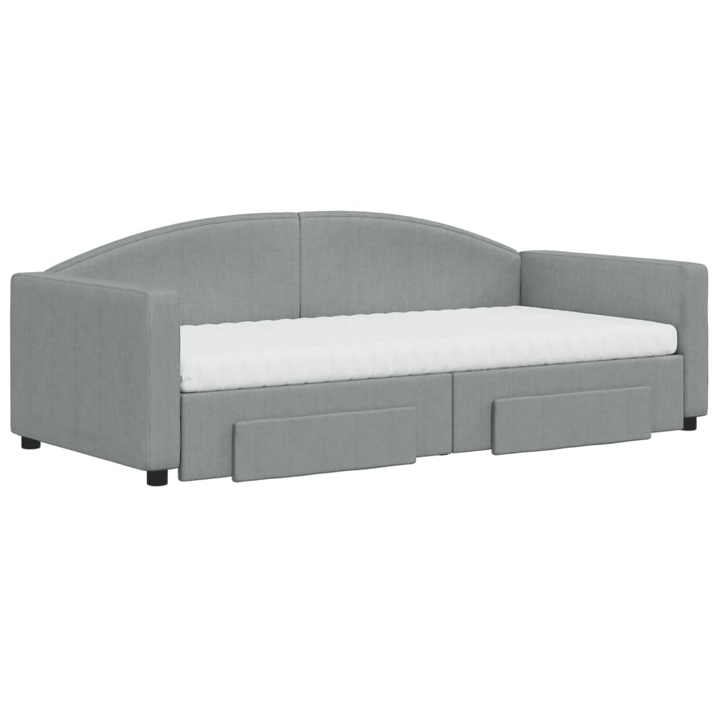 vidaXL Daybed with Trundle and Drawers Light Grey 90x190 cm Fabric 3