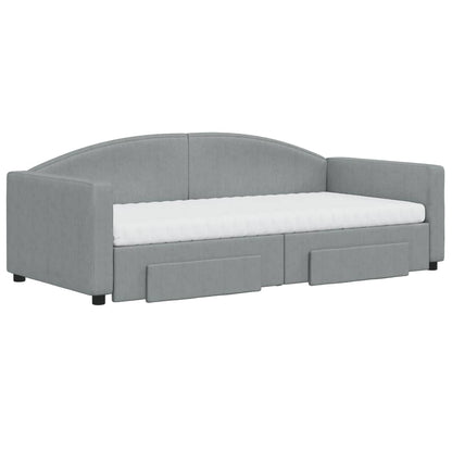 vidaXL Daybed with Trundle and Drawers Light Grey 90x190 cm Fabric 3