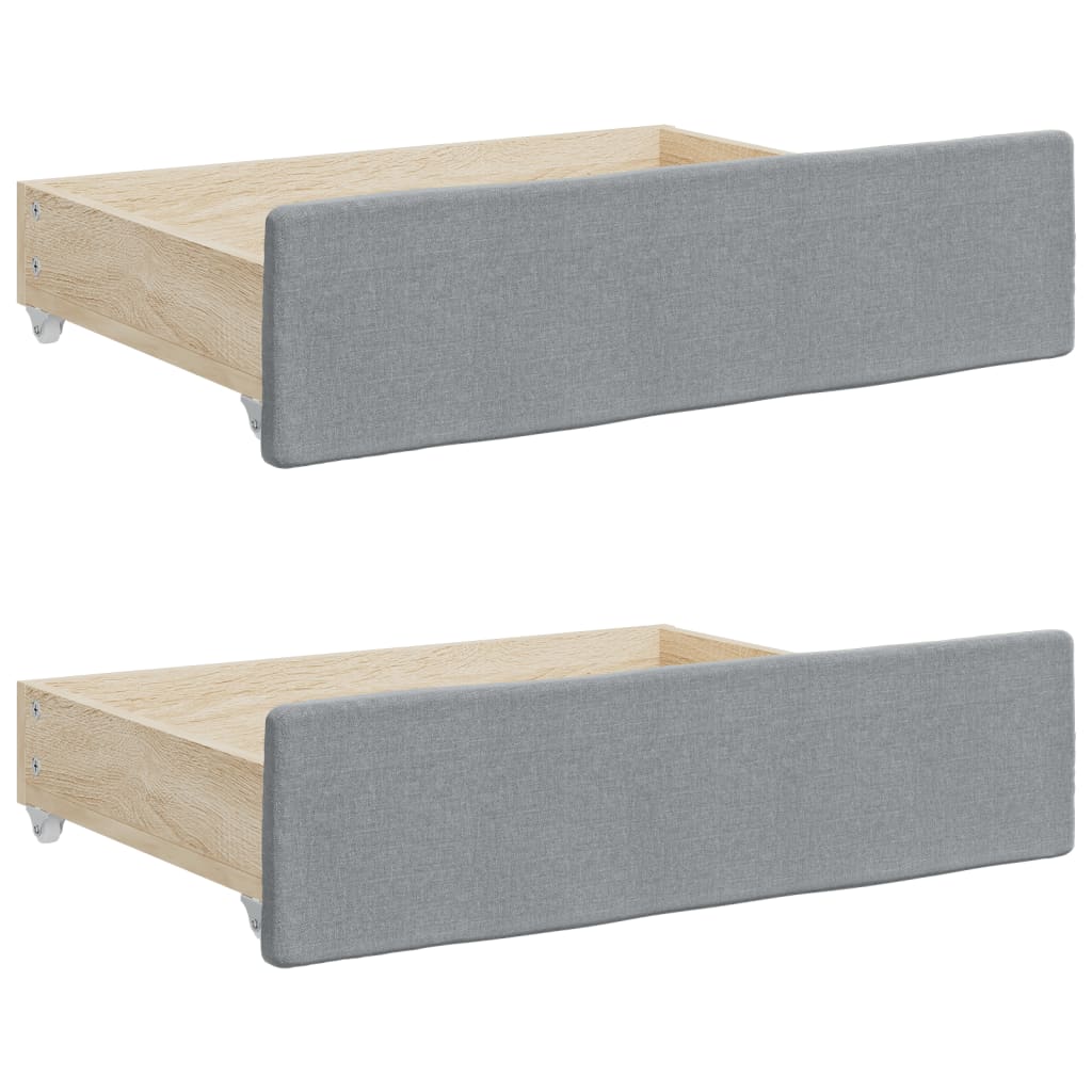 vidaXL Daybed with Trundle and Drawers Light Grey 90x190 cm Fabric 6