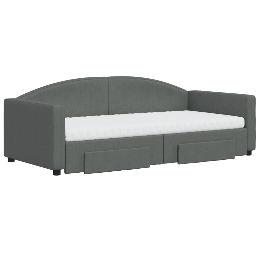 vidaXL Daybed with Trundle and Drawers Dark Grey 90x190 cm Fabric 3