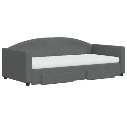 vidaXL Daybed with Trundle and Drawers Dark Grey 90x190 cm Fabric 3