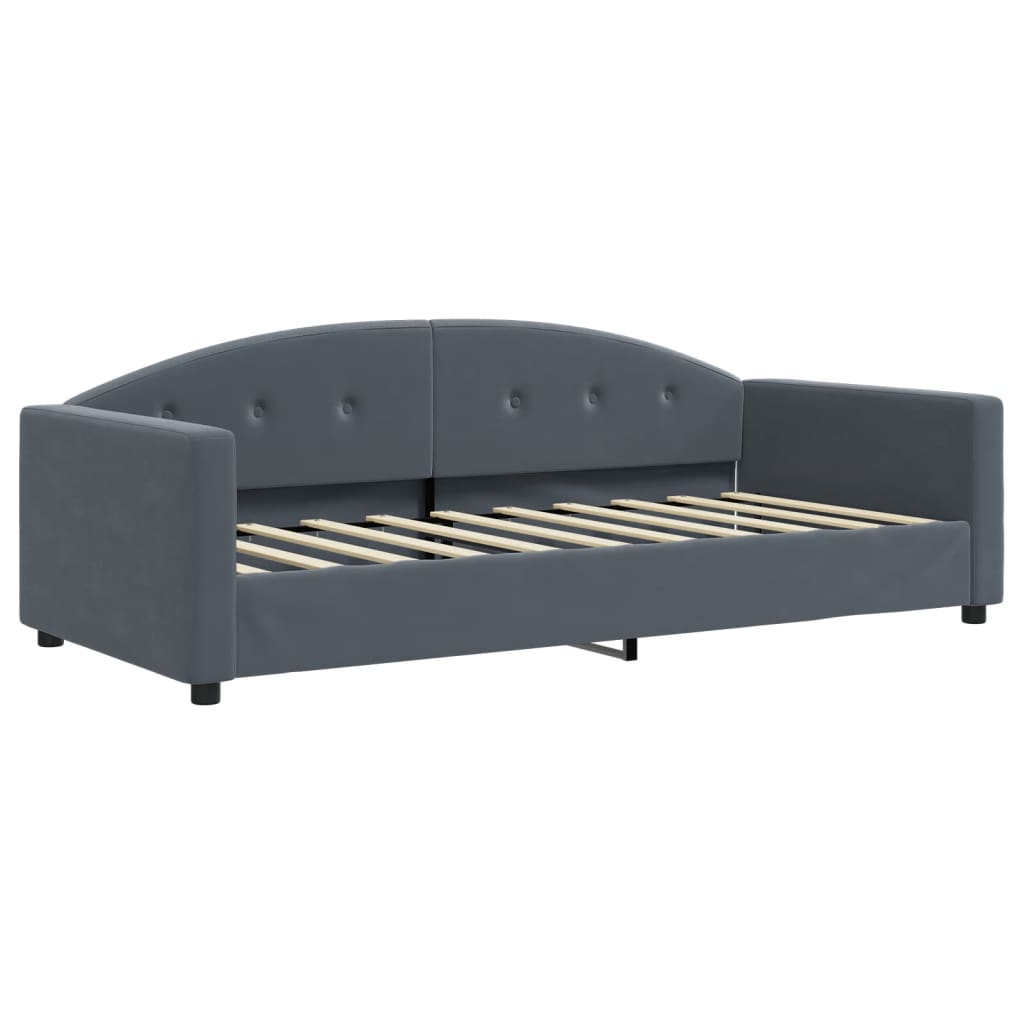 vidaXL Daybed with Trundle and Mattresses Dark Grey 90x190 cm Velvet 4