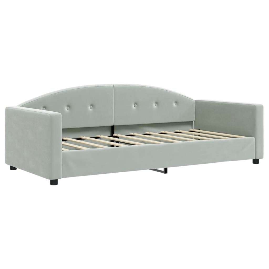 vidaXL Daybed with Trundle and Drawers Light Grey 90x190 cm Velvet 4