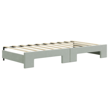 vidaXL Daybed with Trundle and Drawers Light Grey 90x190 cm Velvet 5
