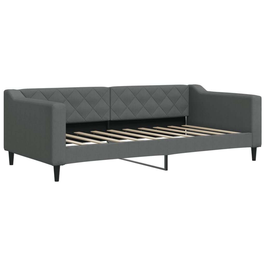 vidaXL Daybed with Trundle and Mattresses Dark Grey 90x190 cm Fabric 4