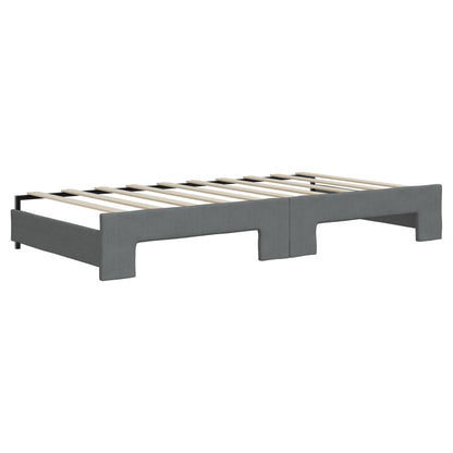 vidaXL Daybed with Trundle and Mattresses Dark Grey 90x190 cm Fabric 5