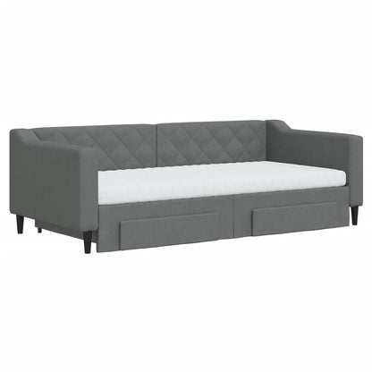 vidaXL Daybed with Trundle and Drawers Dark Grey 90x190 cm Fabric 3