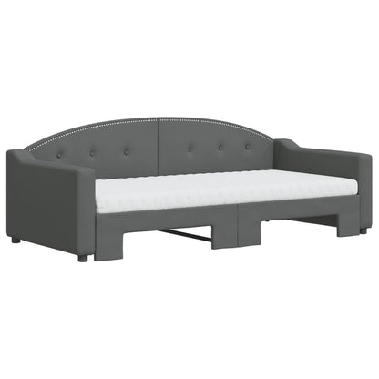 vidaXL Daybed with Trundle and Mattresses Dark Grey 90x190 cm Fabric