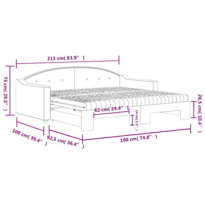 vidaXL Daybed with Trundle and Mattresses Dark Grey 90x190 cm Fabric