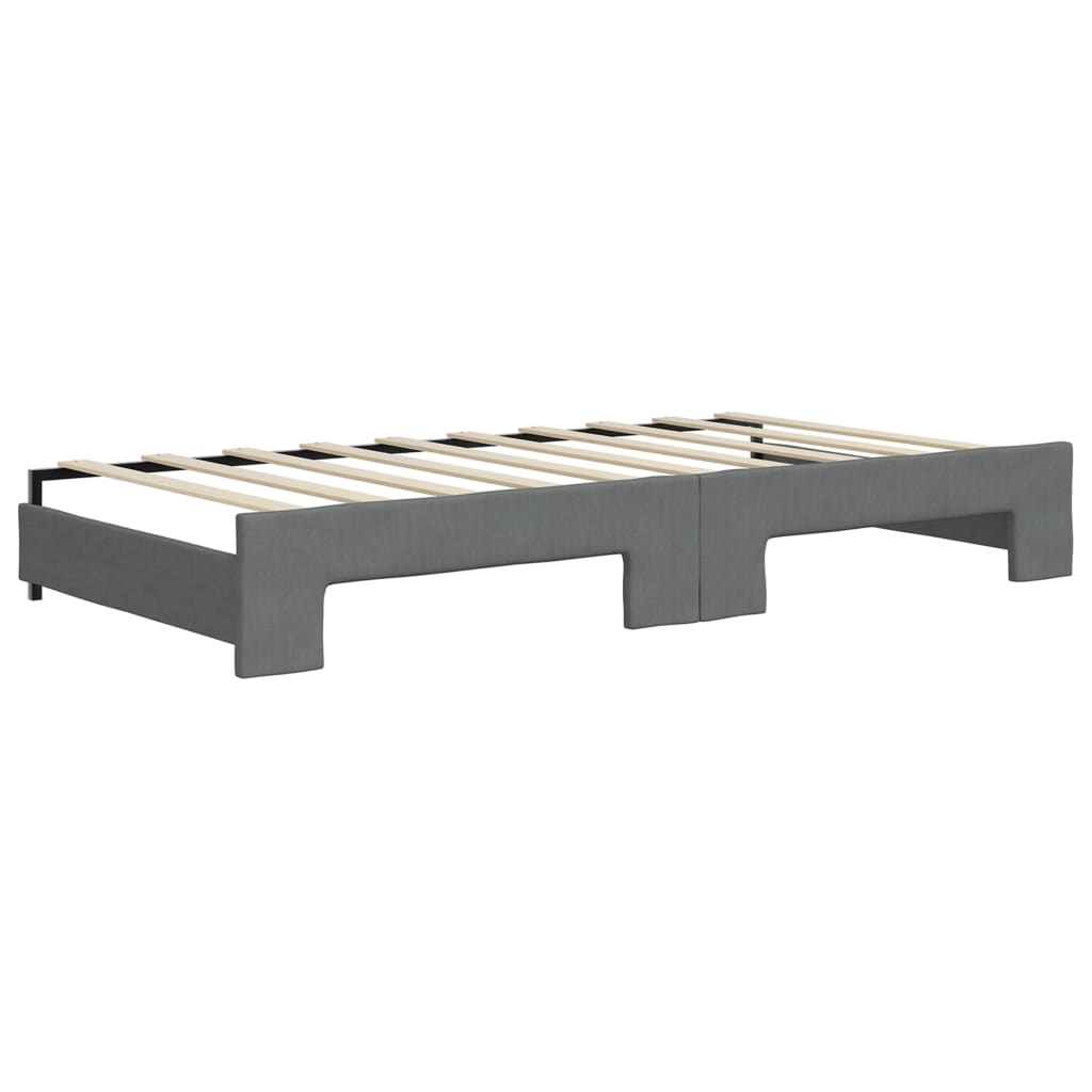 vidaXL Daybed with Trundle and Mattresses Dark Grey 90x190 cm Fabric