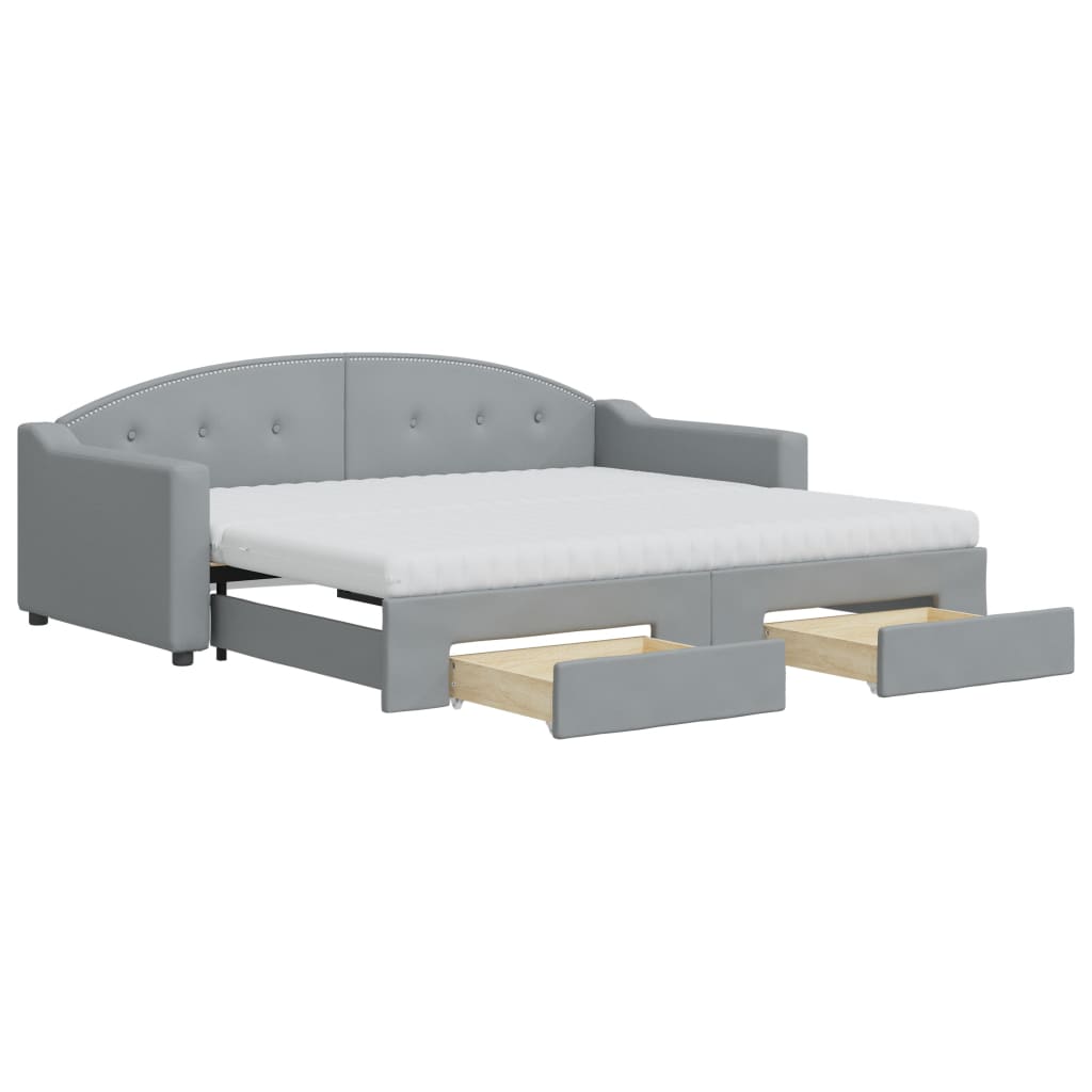 vidaXL Daybed with Trundle and Drawers Dark Grey 90x190 cm Fabric 2