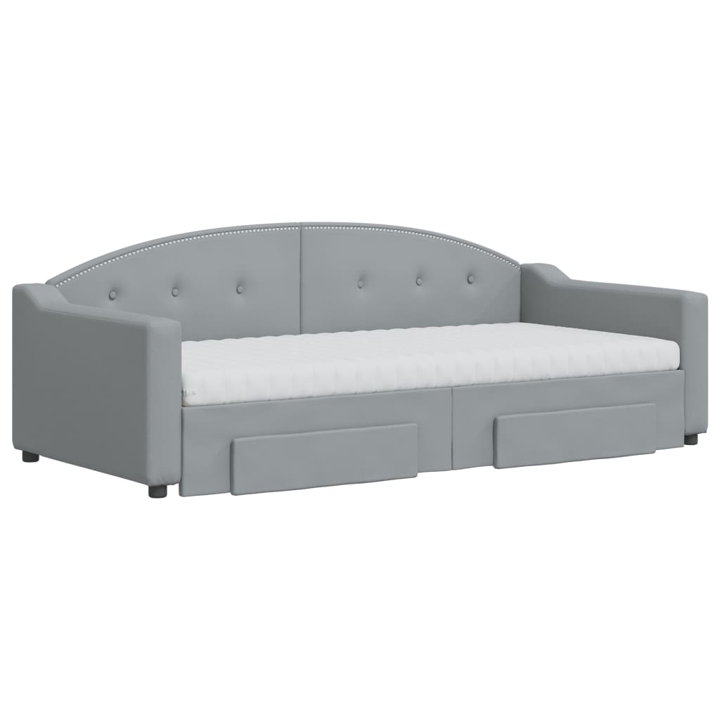 vidaXL Daybed with Trundle and Drawers Dark Grey 90x190 cm Fabric 3