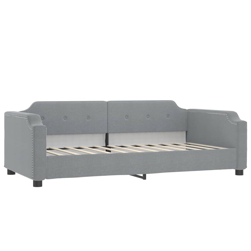 vidaXL Daybed with Trundle and Mattresses Light Grey 90x190 cm Fabric 4