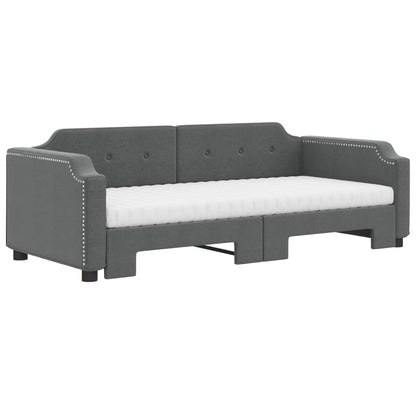 vidaXL Daybed with Trundle and Mattresses Dark Grey 90x190 cm Fabric 3