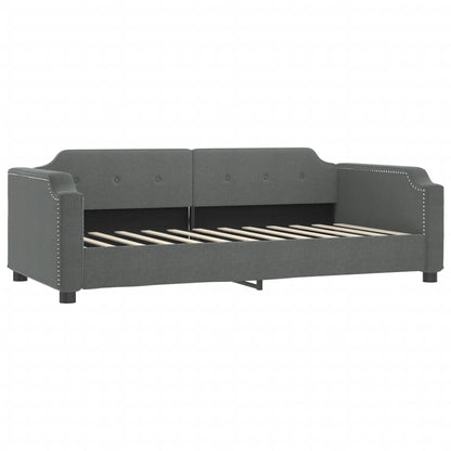 vidaXL Daybed with Trundle and Mattresses Dark Grey 90x190 cm Fabric 4