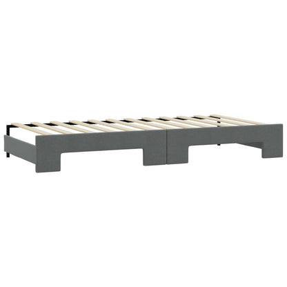 vidaXL Daybed with Trundle and Mattresses Dark Grey 90x190 cm Fabric 5