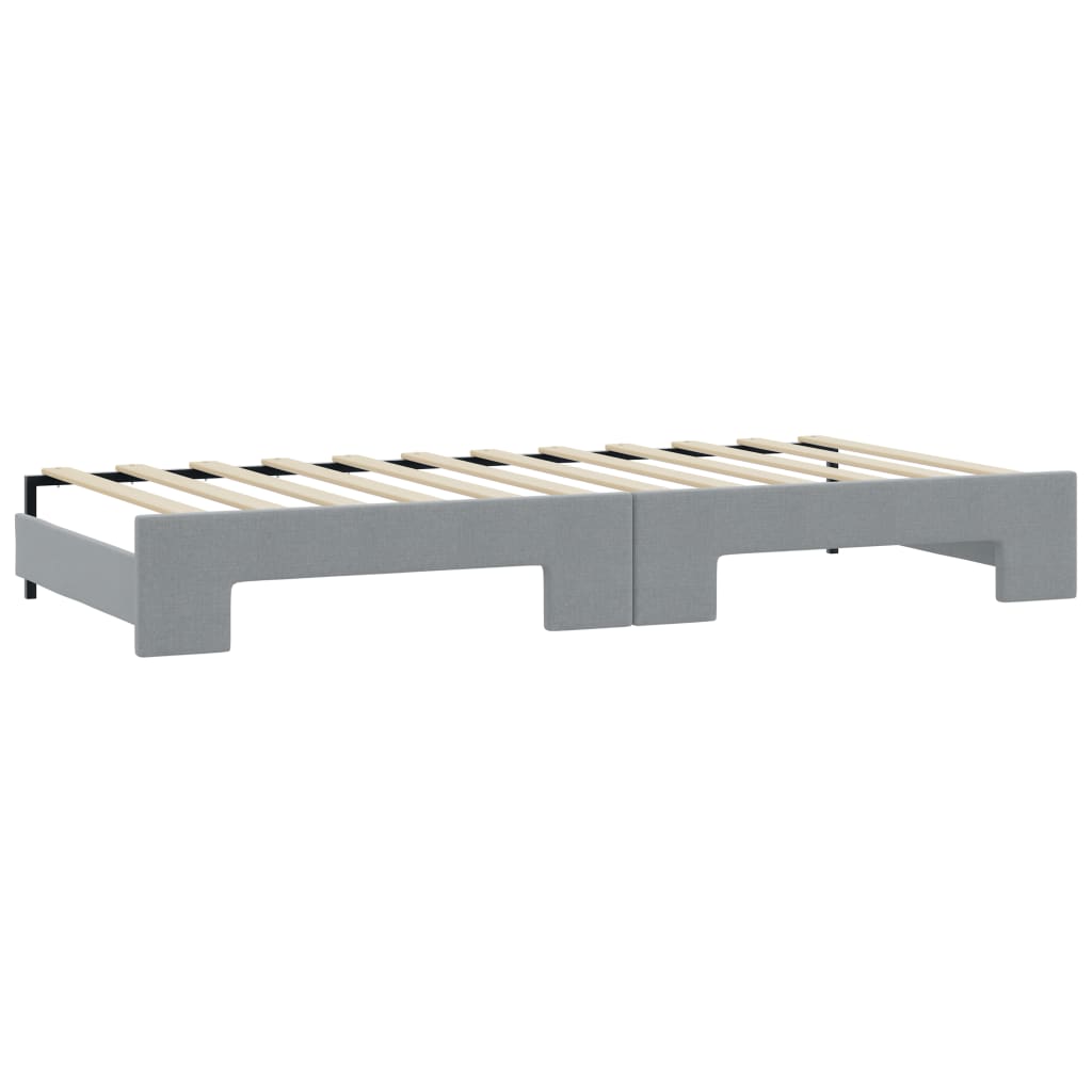 vidaXL Daybed with Trundle and Drawers Light Grey 90x190 cm Fabric 5