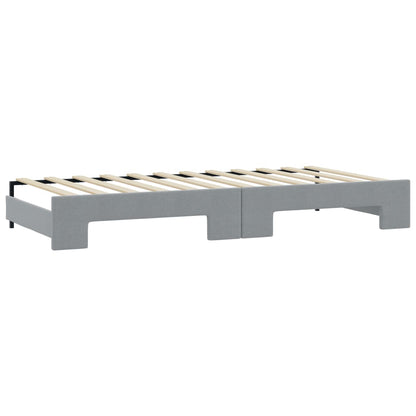 vidaXL Daybed with Trundle and Drawers Light Grey 90x190 cm Fabric 5