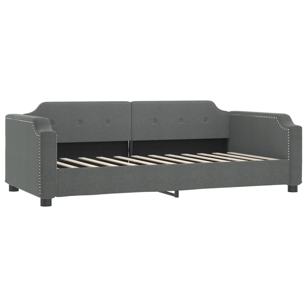 vidaXL Daybed with Trundle and Drawers Dark Grey 90x190 cm Fabric 4