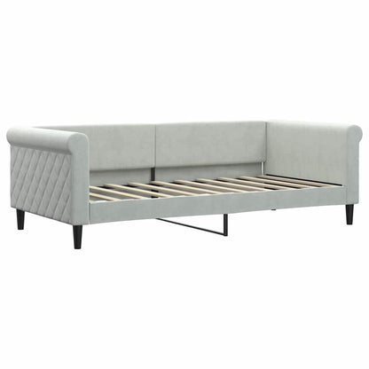 vidaXL Daybed with Trundle and Mattresses Light Grey 90x190 cm Velvet 3