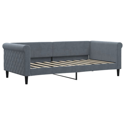 vidaXL Daybed with Trundle and Mattresses Dark Grey 90x190 cm Velvet 3