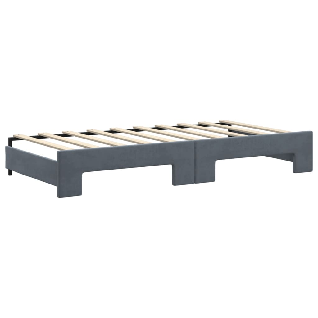 vidaXL Daybed with Trundle and Mattresses Dark Grey 90x190 cm Velvet 4