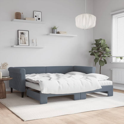 vidaXL Daybed with Trundle and Mattresses Dark Grey 90x190 cm Velvet 1