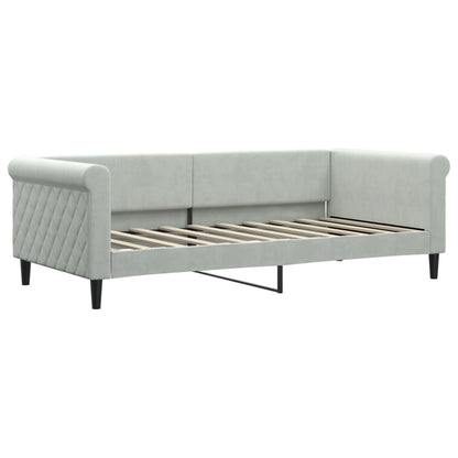 vidaXL Daybed with Trundle and Drawers Light Grey 90x190 cm Velvet 4