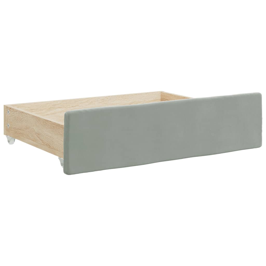 vidaXL Daybed with Trundle and Drawers Light Grey 90x190 cm Velvet 6