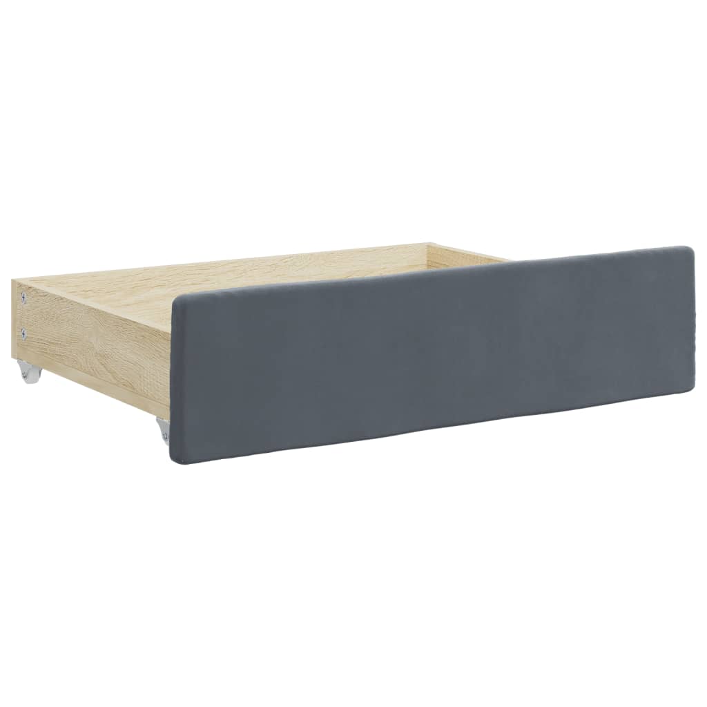 vidaXL Daybed with Trundle and Drawers Dark Grey 90x190 cm Velvet 6