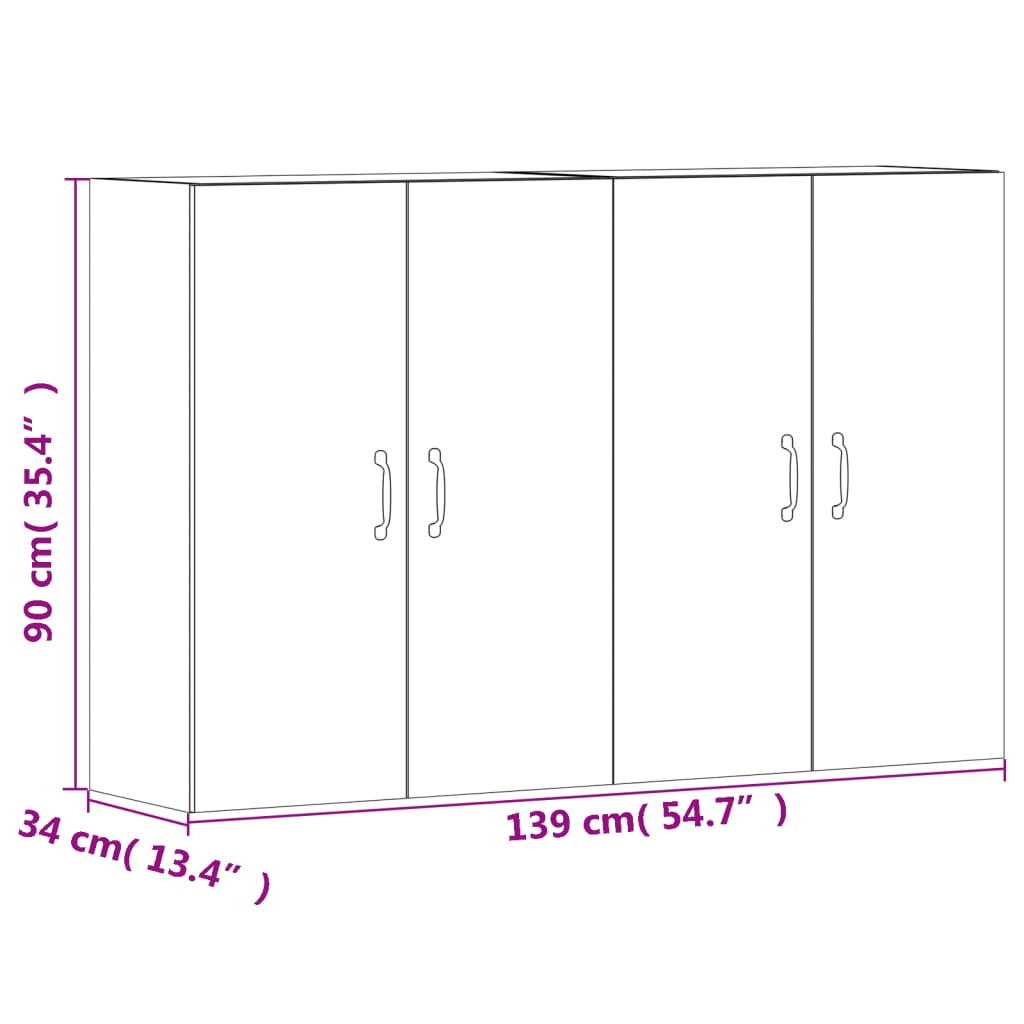 vidaXL Wall Mounted Cabinets 2 pcs Brown Oak Engineered Wood