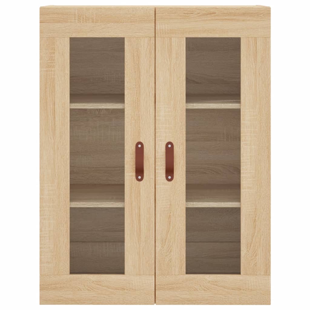 Wall Mounted Cabinets 2 pcs Engineered Wood Leather Sonoma oak