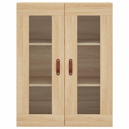 Wall Mounted Cabinets 2 pcs Engineered Wood Leather Sonoma oak
