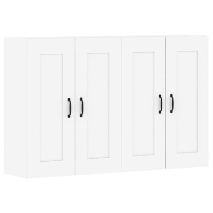 Wall Mounted Cabinets 2 pcs Engineered Wood Metal Black White