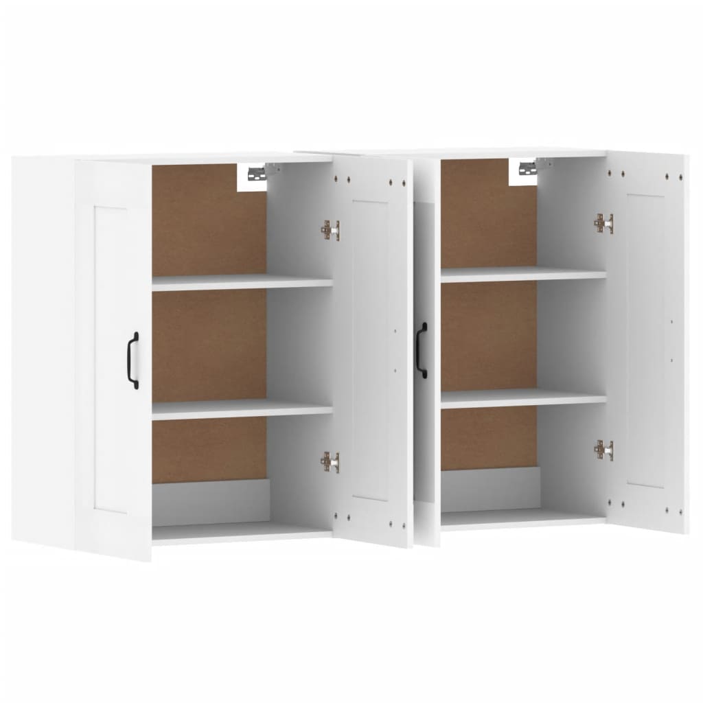 Wall Mounted Cabinets 2 pcs Engineered Wood Metal Black White