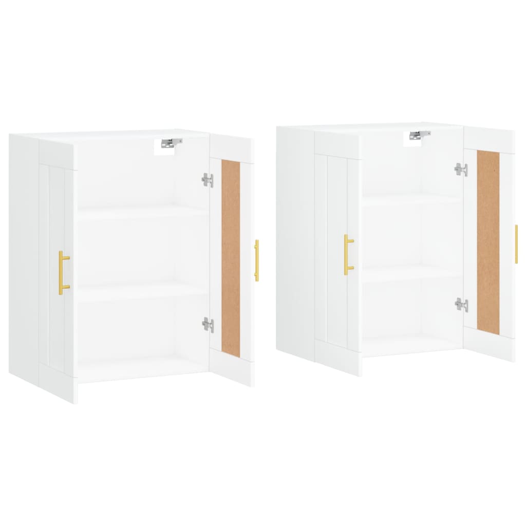 Wall Mounted Cabinets 2 pcs Engineered Wood Tube Gold White