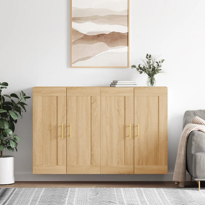 Wall Mounted Cabinets 2 pcs Engineered Wood Tube Gold Sonoma oak